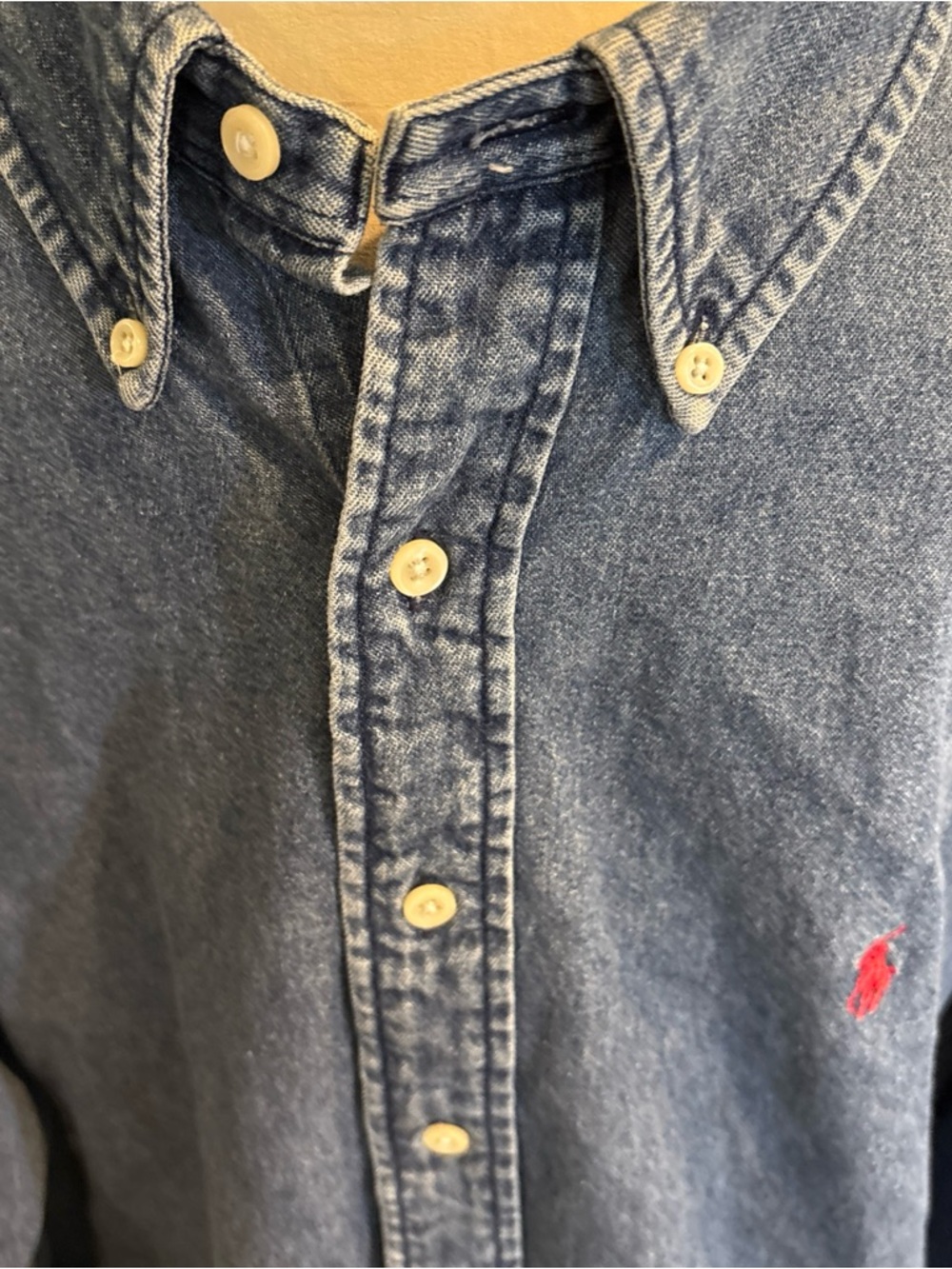 Ralph Lauren Indigo Denim Button-Down Shirt with Red Pony - Picture 2 of 9